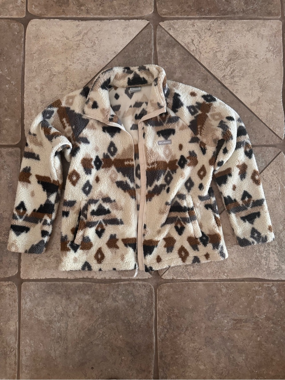 NWOT - Columbia Sherpa Fleece Jacket Aztec Southwest Print XL Like New